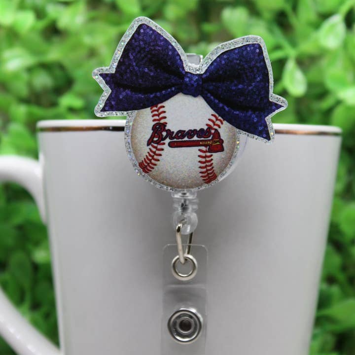 Porte-badge/porte-ID de baseball des Braves d'Atlanta avec nœud pour la vente par Hylidae Boutique