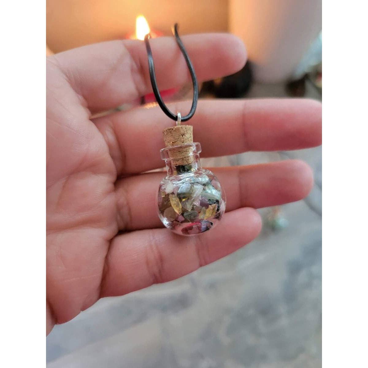 My Magic Place Shop - Wholesale Pendant/Charm Necklace - Glass Wishing Bottle Leather Cord Pendant Necklaces5