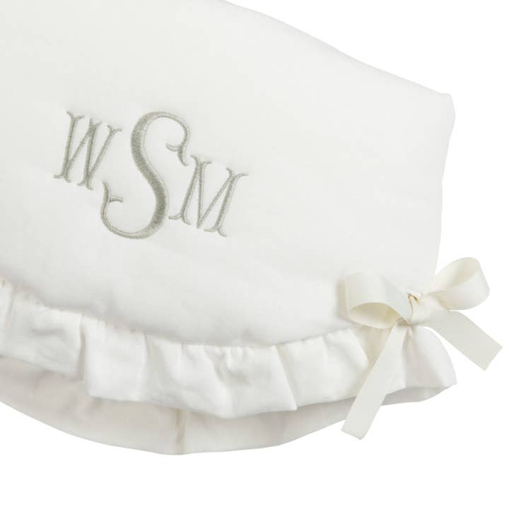 Liz And Roo - Wholesale Cot/Crib Sheets - Light Ivory Linen Scalloped Crib Rail Cover with Ruffles
