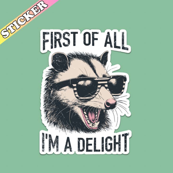 Pretty Toxic Stickers - Wholesale Sticker - Funny Opossum Sticker, I am a Delight, Feral Girl Vibes2