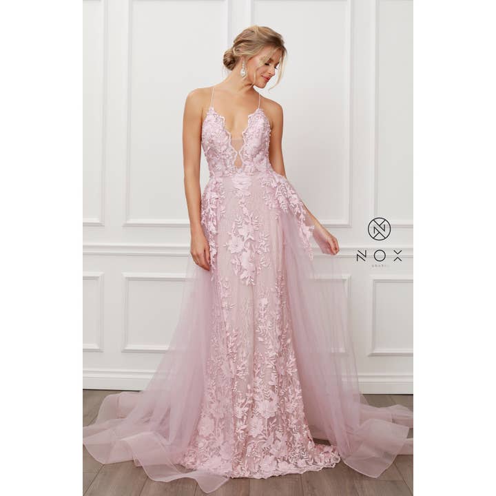 Meerjungfrauenkleid mit Spitzenverzierung und Überrock F485 für den Großhandel von Noxanabel