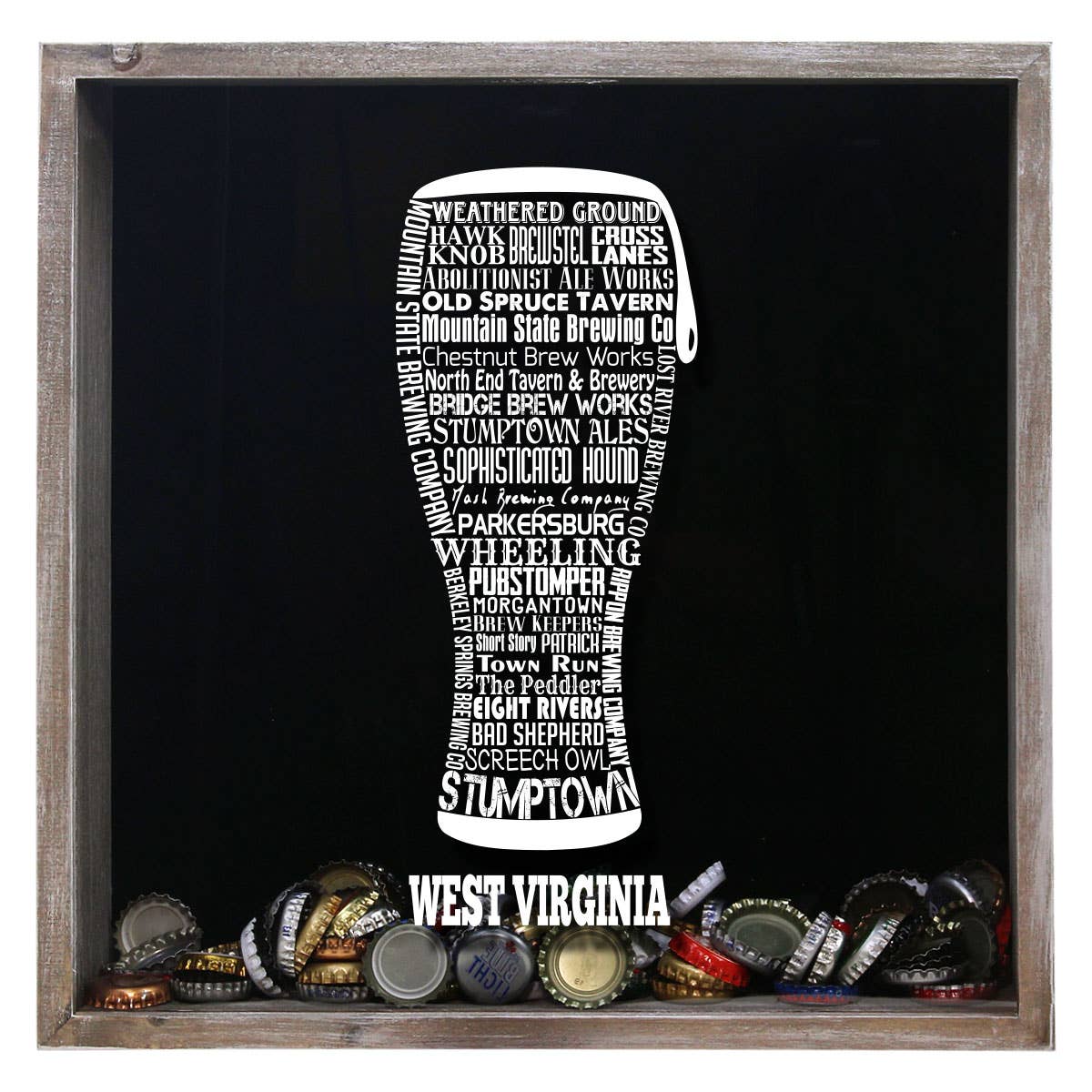 Torched Products – Großhandel 3D-Wandkunst – Cap Collector-Beer Typografie Shadow Box — Farmhouse Antique42