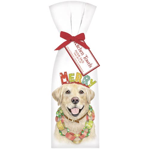 Merry Yellow Lab Towel Set for wholesale by Mary Lake-Thompson Ltd.