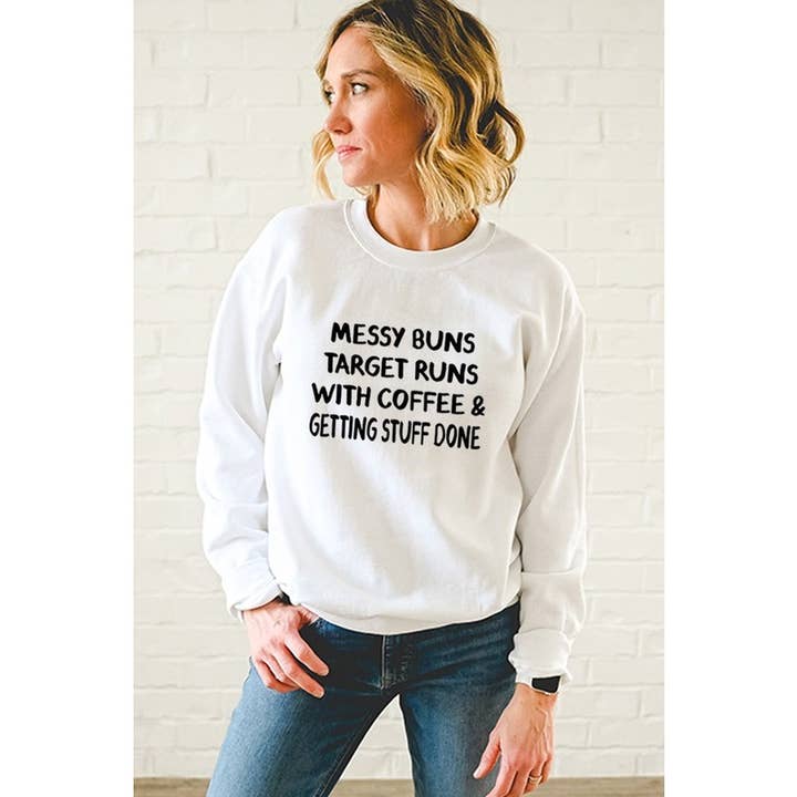 MESSY BUNS GRAPHIC SWEATSHIRT for wholesale by Clothing of America