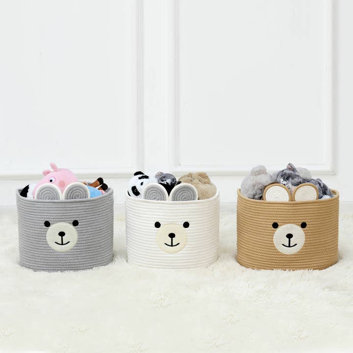 Park Life Designs - Vente Panier – enfant et bébé - Panier de rangement en coton biologique Bertie Bear4