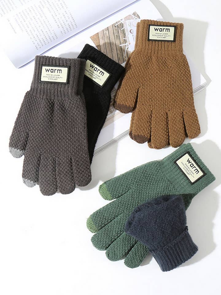 CWAG00541_MEN WINTER WARM KNIT TOUCHSCREEN GLOVES for wholesale by NINEXIS