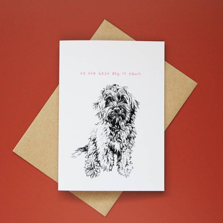 Hand Illustrated Cockapoo Best Dog Greeting Card for wholesale by Strange Goods