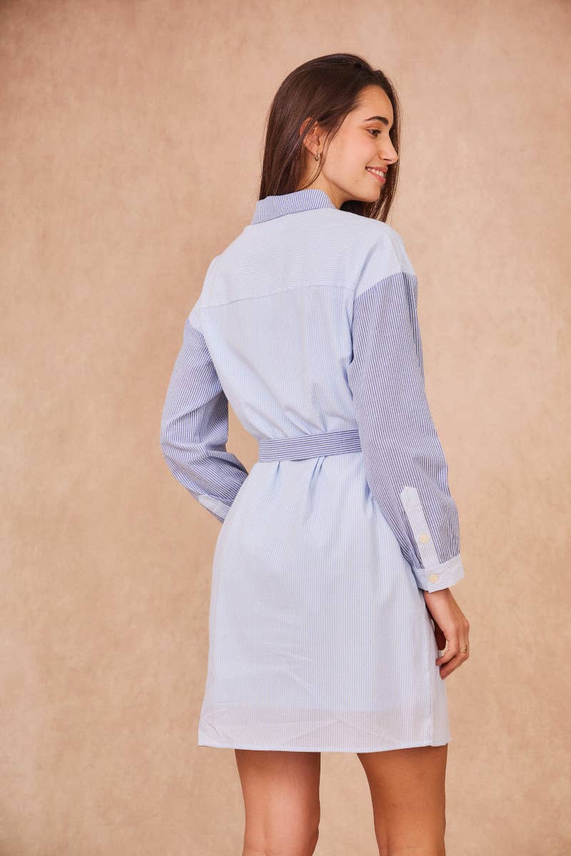 Calie Paris - Vendita all'ingrosso Vestito - Donna - DENISETTE Vestito camicia a righe – Chic senza sforzo1