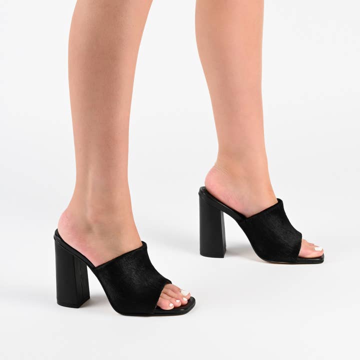 Journee - Wholesale High Heels - Women's - Deena Block Heeled Mules In Leather1