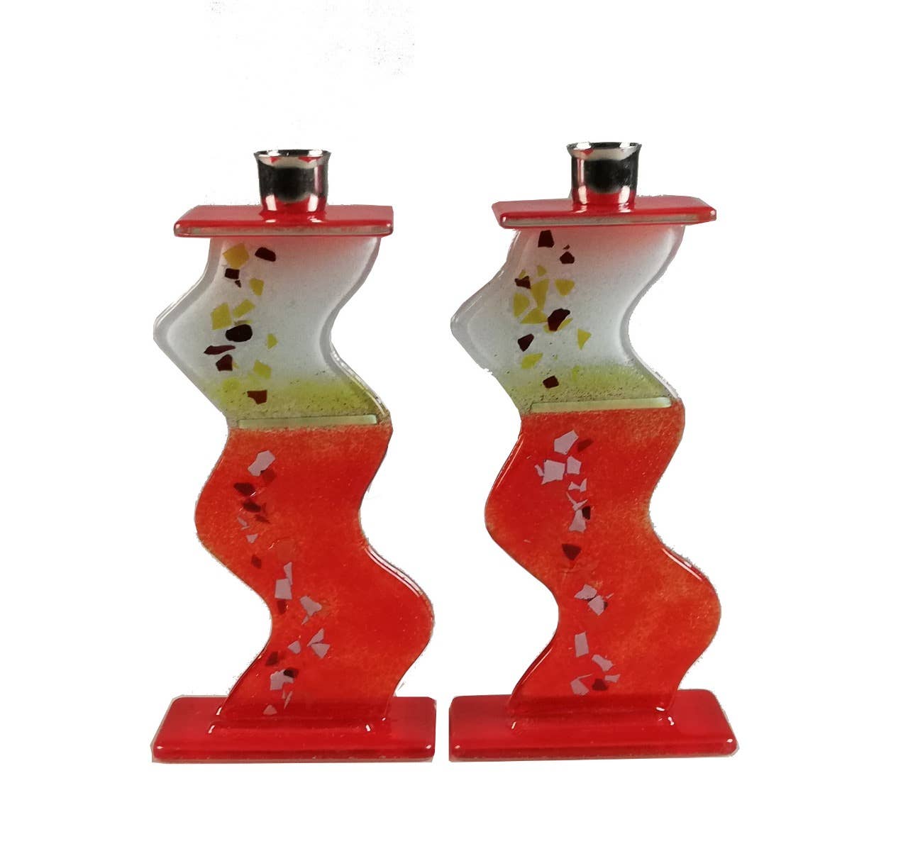 Calypso Chile - Wholesale Candle Holder - Shabbat Candlesticks - Handmade Fused Glass - Judaica2