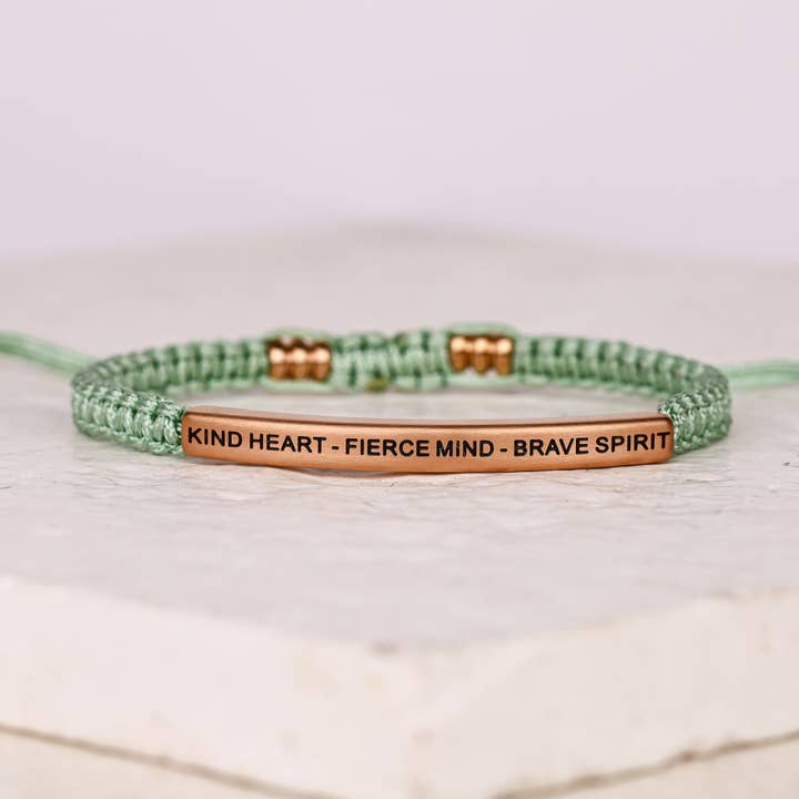 Kind Heart - Fierce Mind - Brave Spirit Rope Bracelet for wholesale by The Inspiration Company