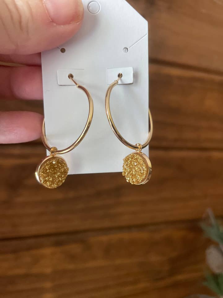 Stone Gold Hoops for wholesale by LC Designs
