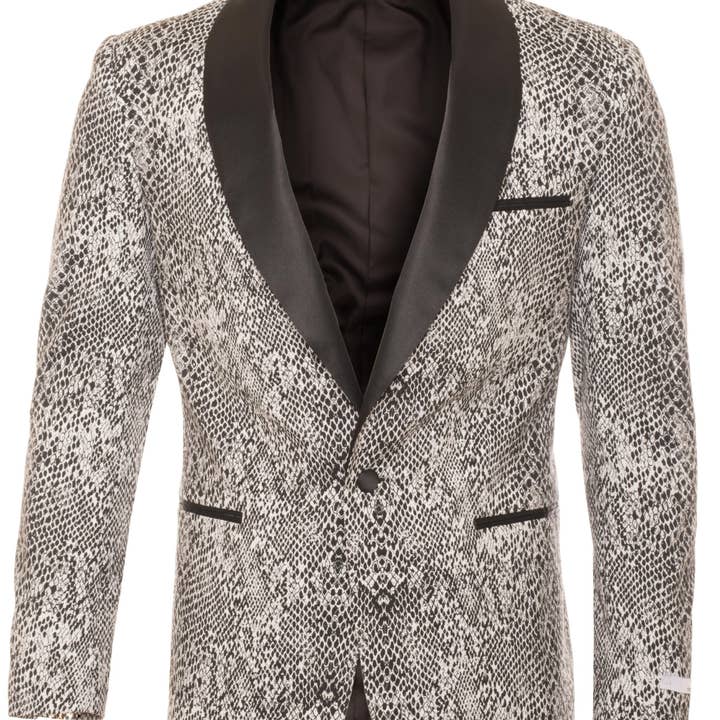 Ferrecci Ash svart och vit ormskinnsmokingkavaj för wholesale av Ferrecci