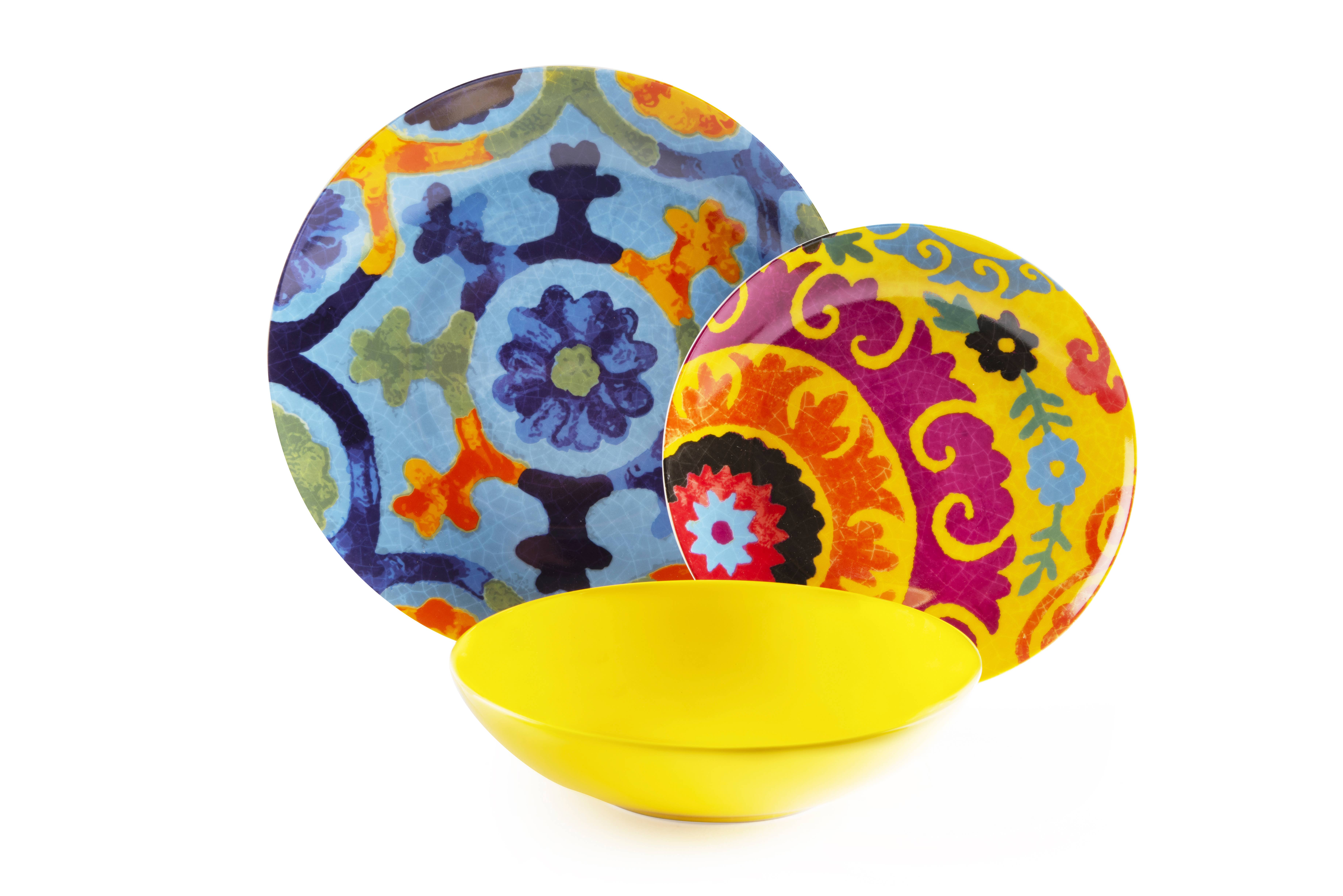 multicolour 18-Piece New Delhi Dinnerware Set for wholesale on Faire4