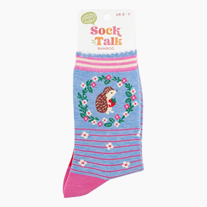 Sock Talk - Wholesale Socks - Women's - Women's Bamboo Socks - Blue, Hedgehog Wreath and Strawberry3