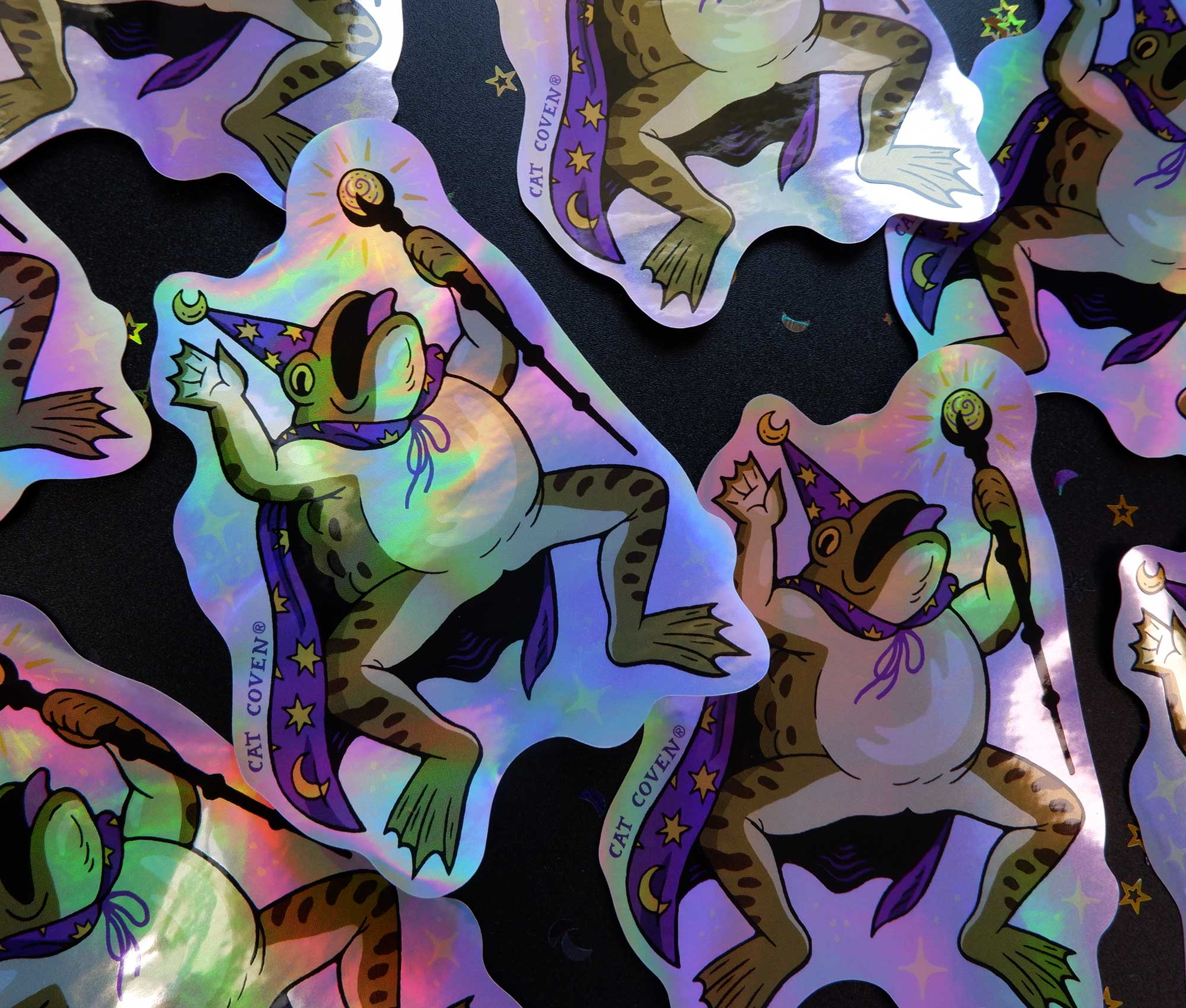 Cat Coven - Wholesale Sticker - Toad Wizard - Holographic Sticker2