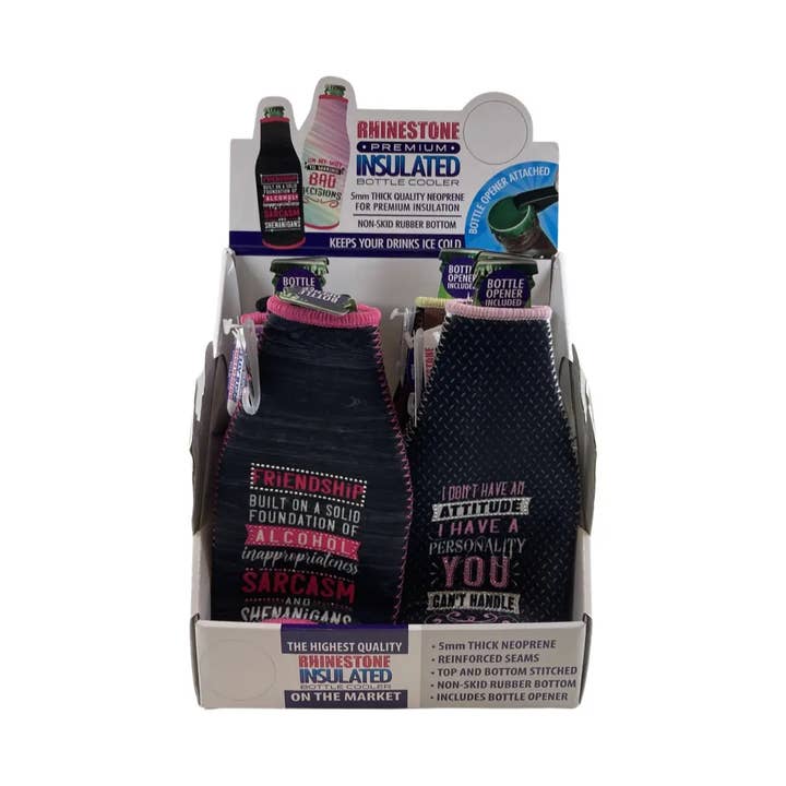 Insulated Bottle Suit Rhinestone Assortment - 6/Display for wholesale by Novelty Brands