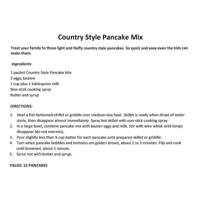 Virginia Diner, Inc. - Wholesale Pancake Mix - Country-Style Pancake Mix 10 oz.