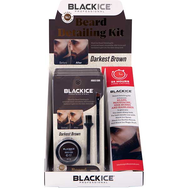 Majestic Wholesale - Vente Produit structurant pour la barbe - Kit de précision Black Ice Barber - 12 unités Marron foncé/Noir0