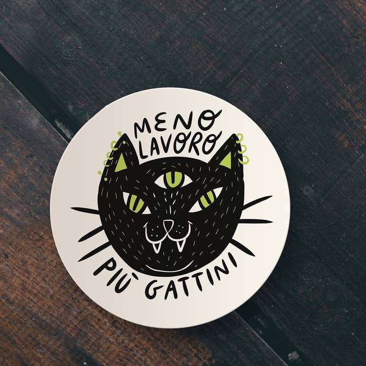 Chiaralascura - Wholesale Sticker - Meno lavoro più gattini - adesivo2