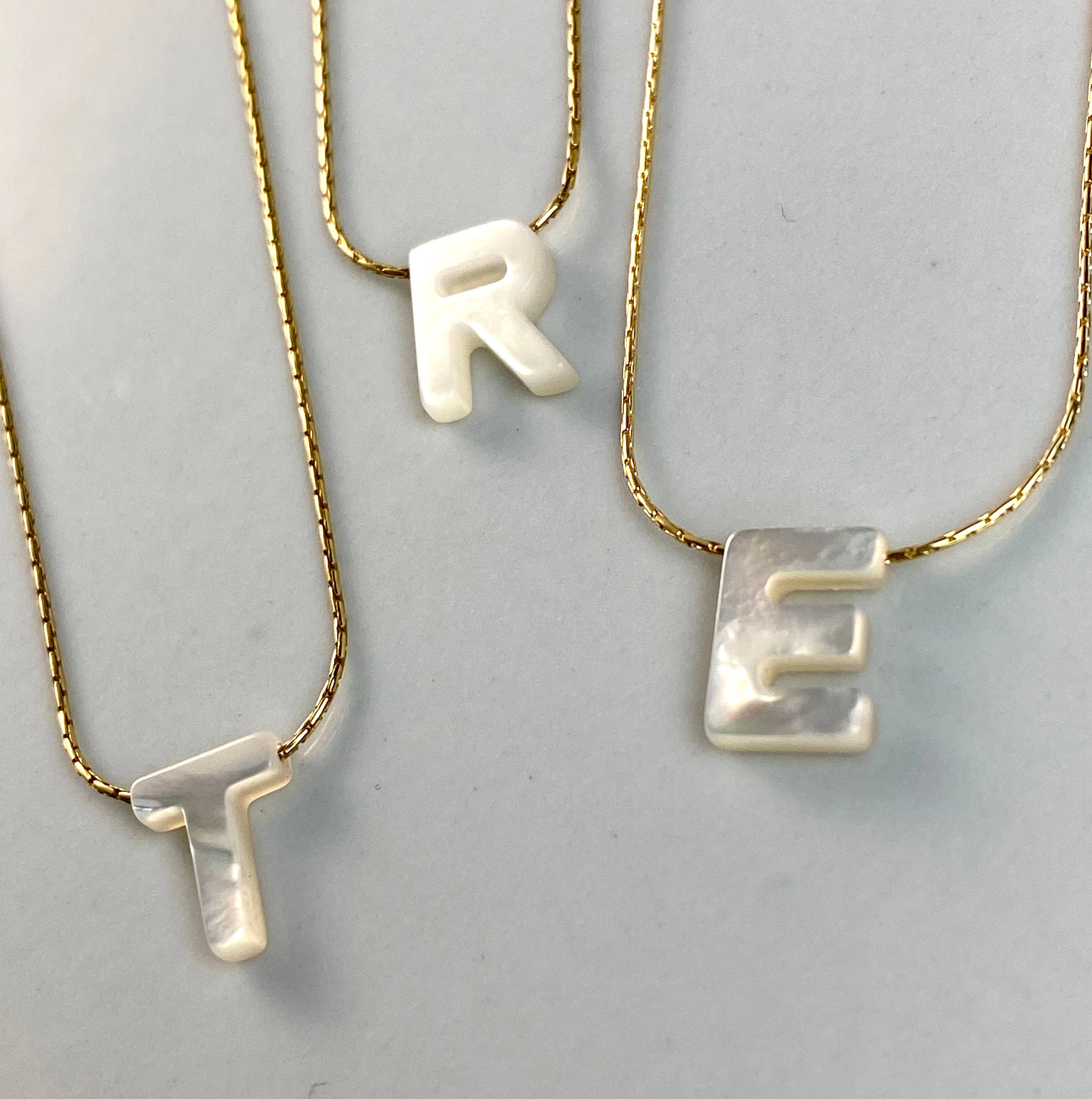 mother of pearl initial necklace