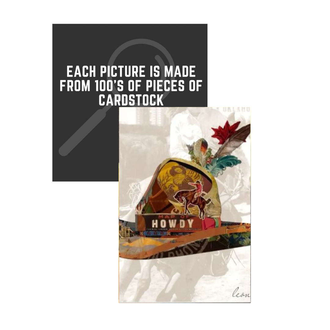 Canterbury Lane - Wholesale Art Print - 3D Collage Art | Howdy Hat Barrel Racer (26"x26")3