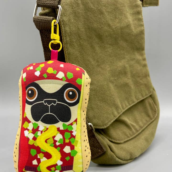 Chicago Hot Dog – Lucky Pug Bag Charm – Fawn for wholesale by Nerfect Artistic Novelties