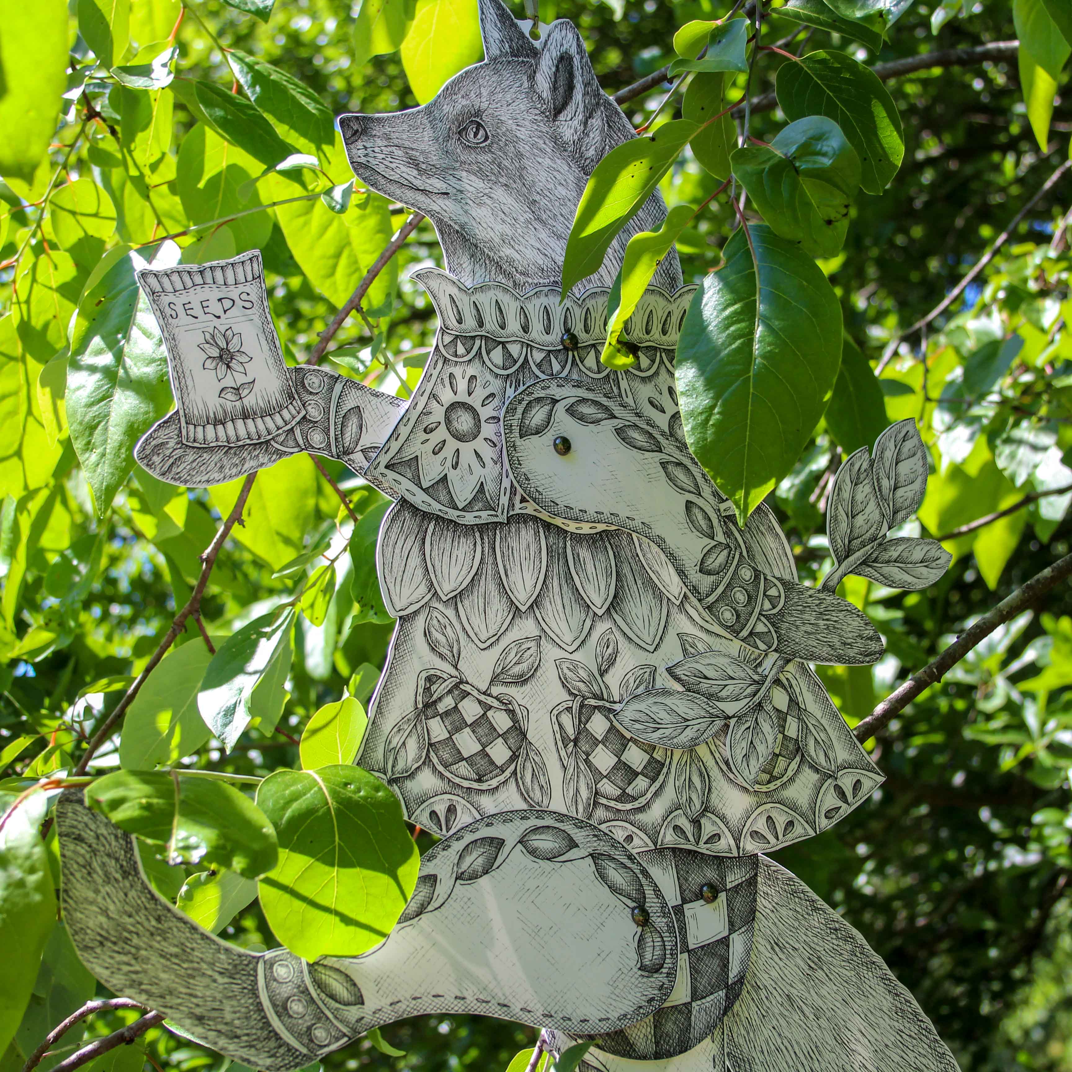 Mackenzie Myrick Studio - Wholesale Wall Accent - The Gardener | Articulated Fox Decoration1