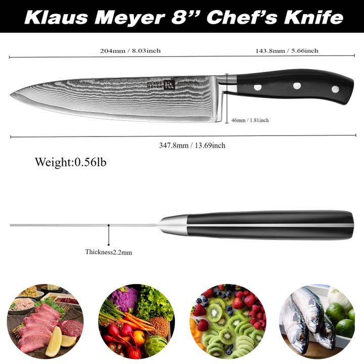 Klaus Meyer - Vente Couteau de cuisine/multi-usage - Couteau de chef Argos de 8 po8