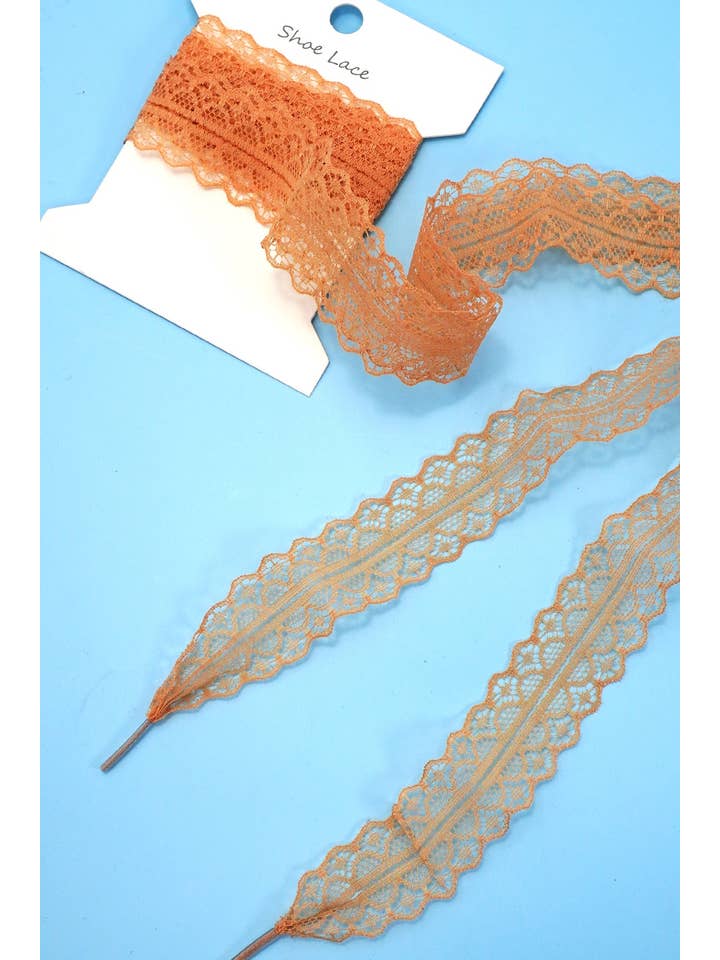 JOSSLYN by wall to wall - Wholesale Shoelaces - Women's - CHANTILLY LACE RIBBON BOW PAIR SHOE LACES | 40SD1114