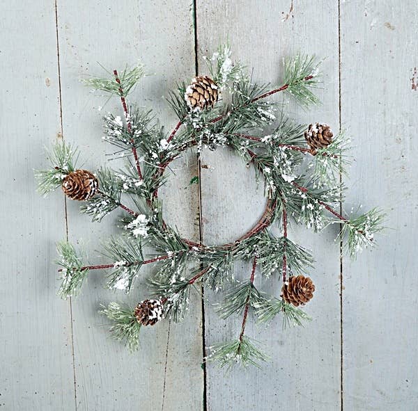 Impressive Enterprises, Inc. - Wholesale Wreath - ISB79084- 4in Snowy Farmhouse Pine Ring-0