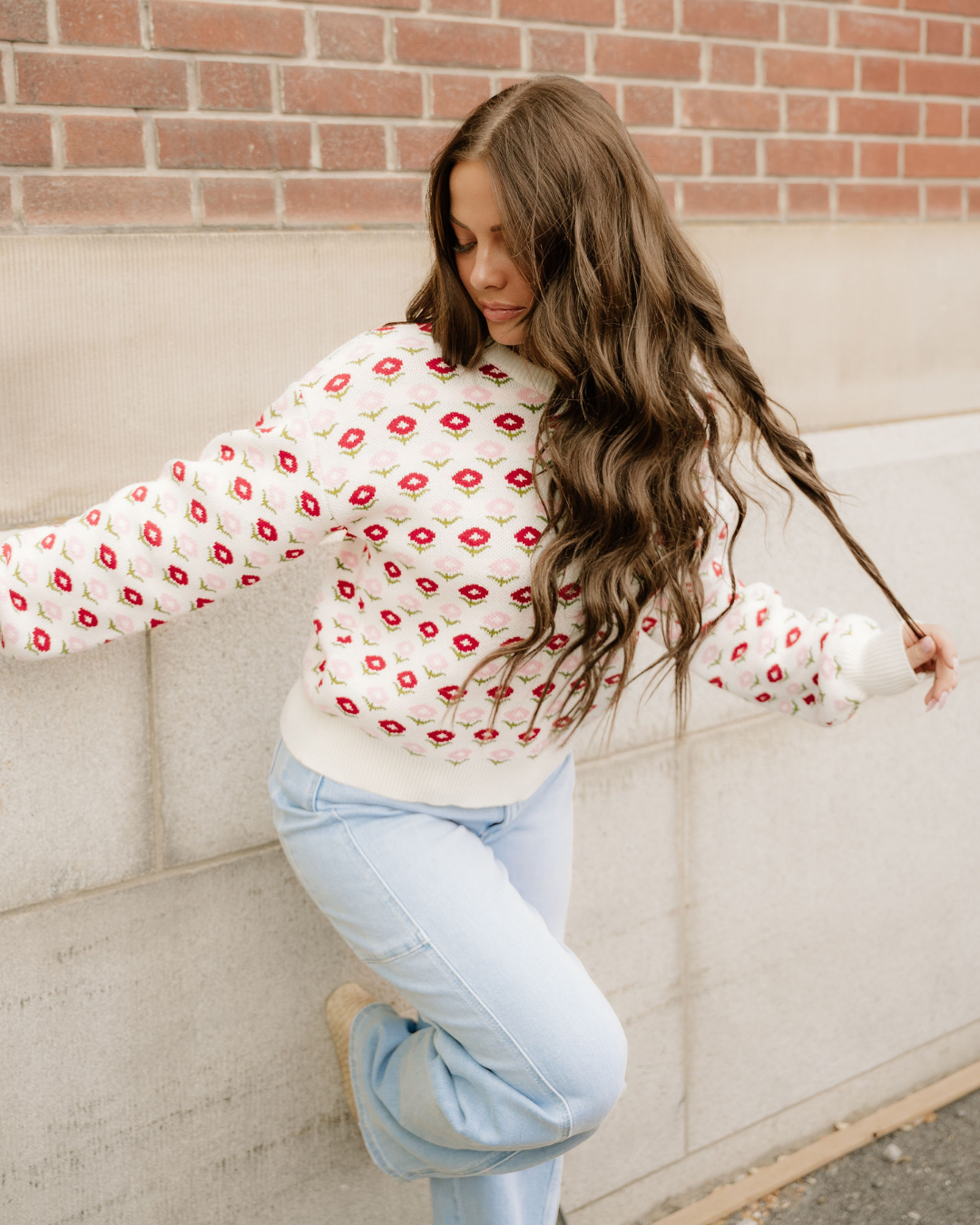 Indie & Co. | Women's Apparel - Wholesale Knit Sweater - Women's - Savannah Floral Sweater | Crew Neck Sweater | Knit Sweater1