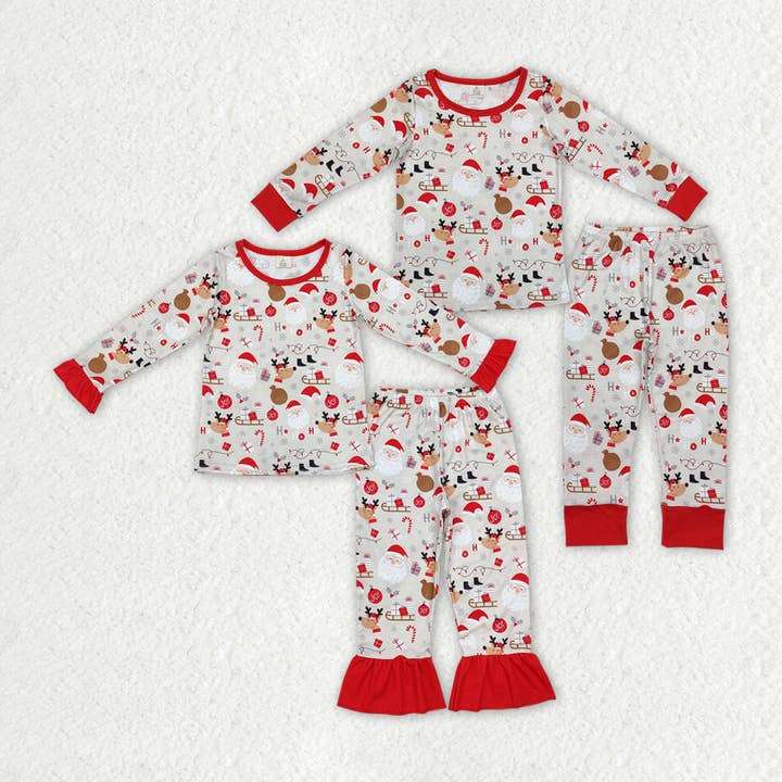 Sibling Girls Baby Boys Christmas Santa Deer Shirt Pants Pajamas for wholesale by Aier Wholesale