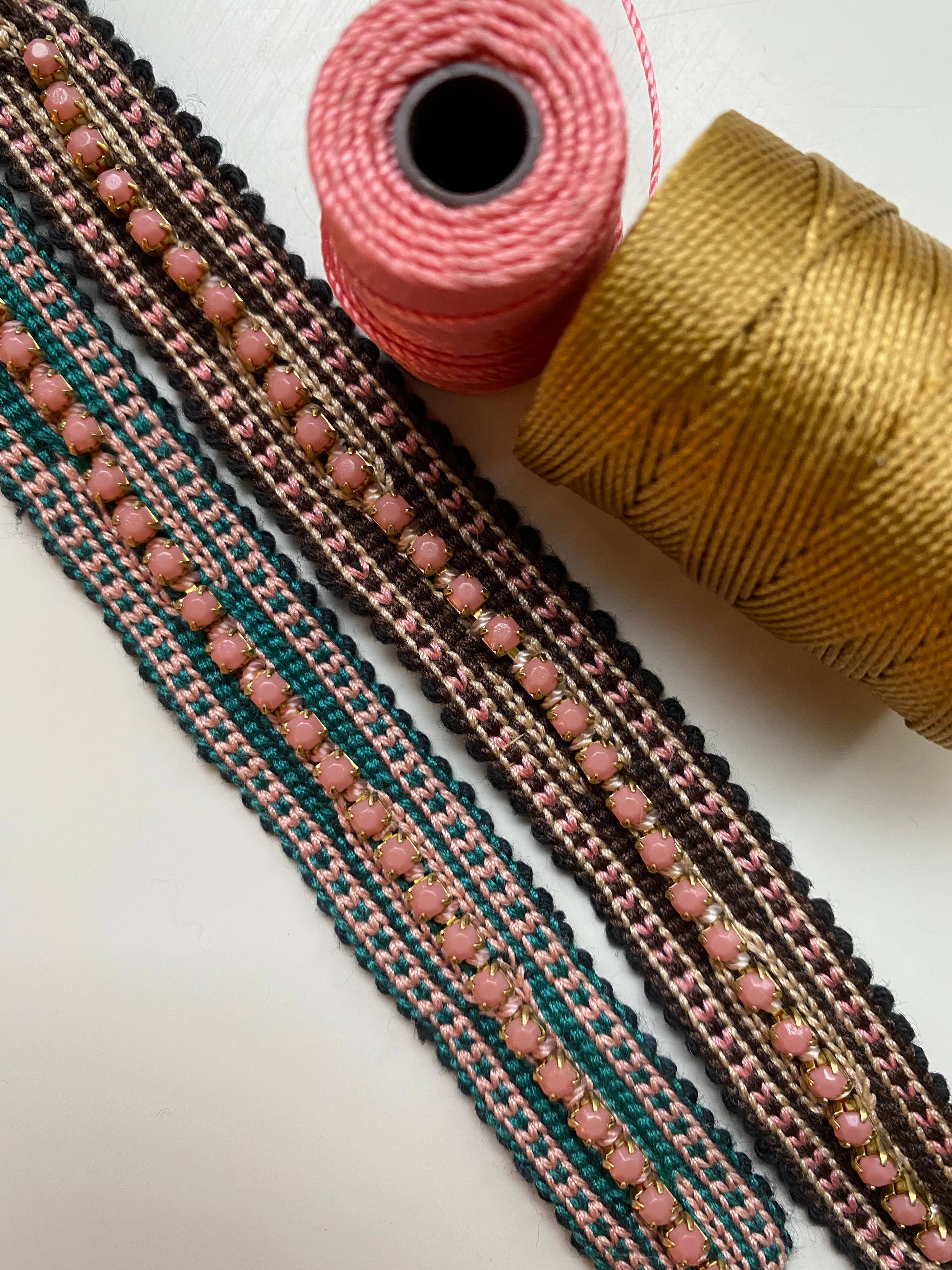 Tezeè - Wholesale Beaded Bracelet - Ikat fabric bracelet with rhinestones11