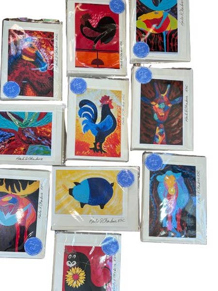Tarjetas de felicitación de pinturas originales de KSC - ANIMALES DIVERTIDOS para venta al por mayor de KSC Art, LLC