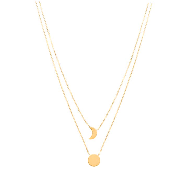 Collier plaqué or 18 carats Moon pour la vente par Jewelry Private Label