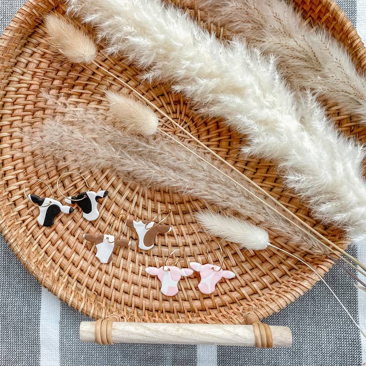 Herd of Cowwies | Handmade Polymer Clay Earrings for wholesale by Honeybea Creations WI