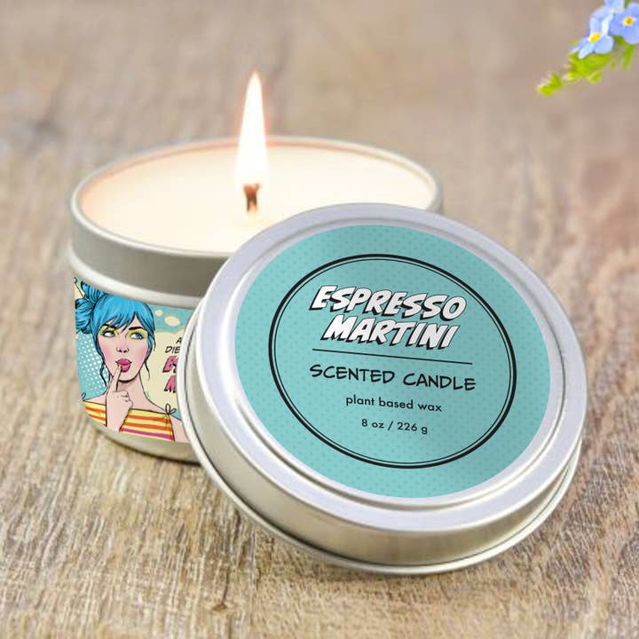 Vela de Lata de Soja Vertida à Mão com Aroma de Espresso Martini (8oz) por atacado de Papersalt