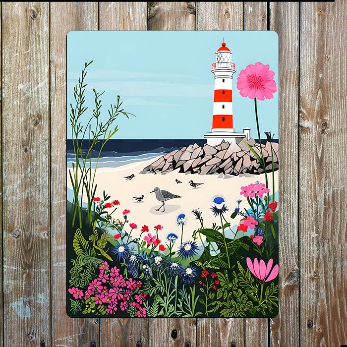 The British Metal Signs Company – wholesale Skylt – Livfull kuststrand fyr hav nautisk metallskylt plakat