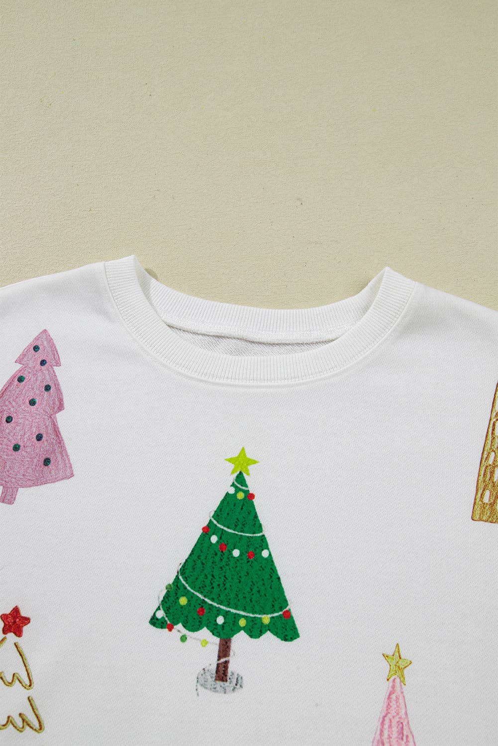 White Stripe Multi Christmas Tree Long Sleeve Top and Shorts 2pcs Lounge Set for wholesale on Faire5