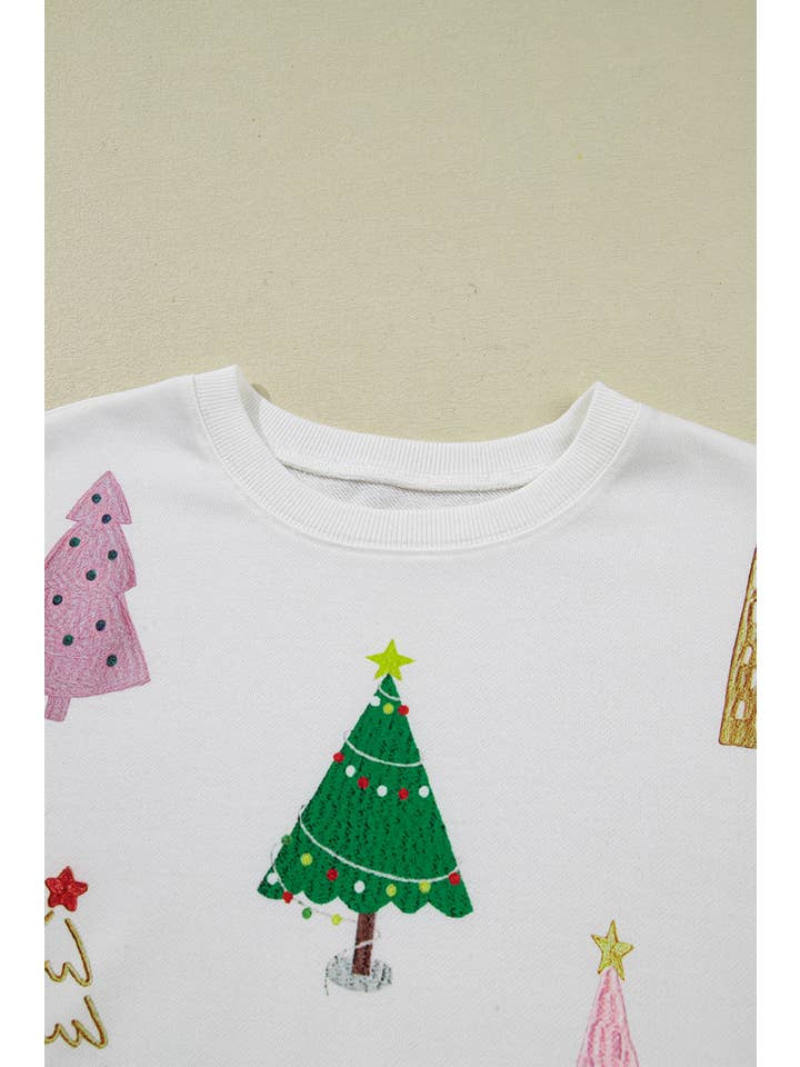 White Stripe Christmas Tree Top and Shorts Pajama Set for wholesale on Faire7