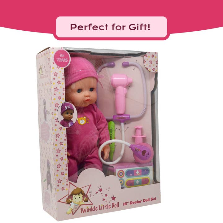 The New York Doll Collection - Wholesale Doll Accessory Kit - Kids - Interactive 16” Baby Doll Toy Doctor Kit Set for Kids – Pink6
