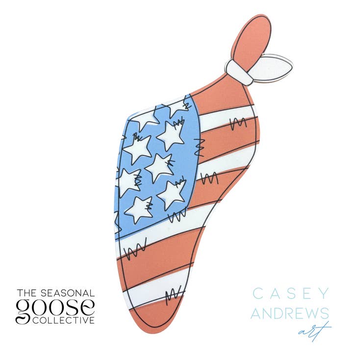 Casey Andrews Art - Wholesale Door Hanger - Porch Goose 4th of July Patriotic Scarf