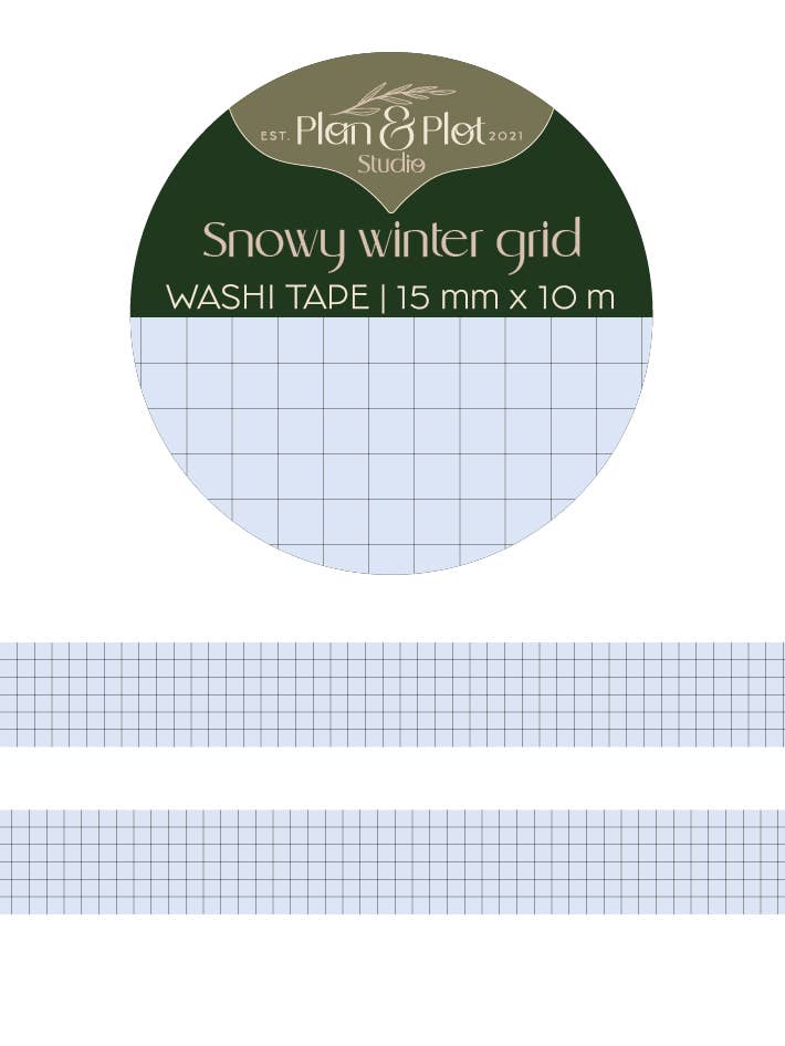 Griglia invernale innevata | Nastro washi per la vendita all'ingrosso da parte di Plan & Plot Studio