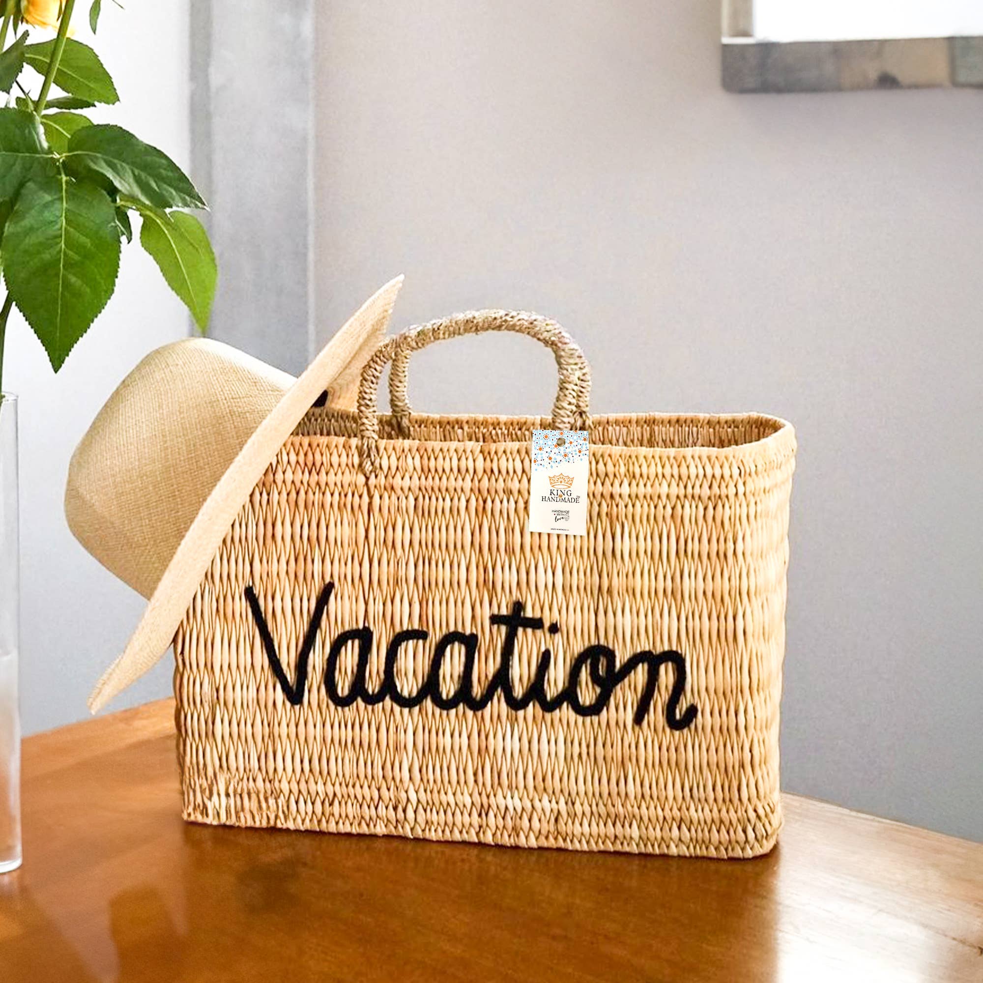 King Of Handmade - Wholesale Beach Bag - Personalized double embroidered name + Custom Weave Handbag5