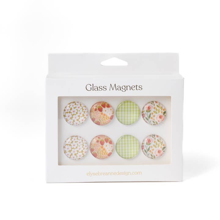 Elyse Breanne Design - Wholesale Magnet - Glass Magnets, Box Set of 8 Floral Magnets