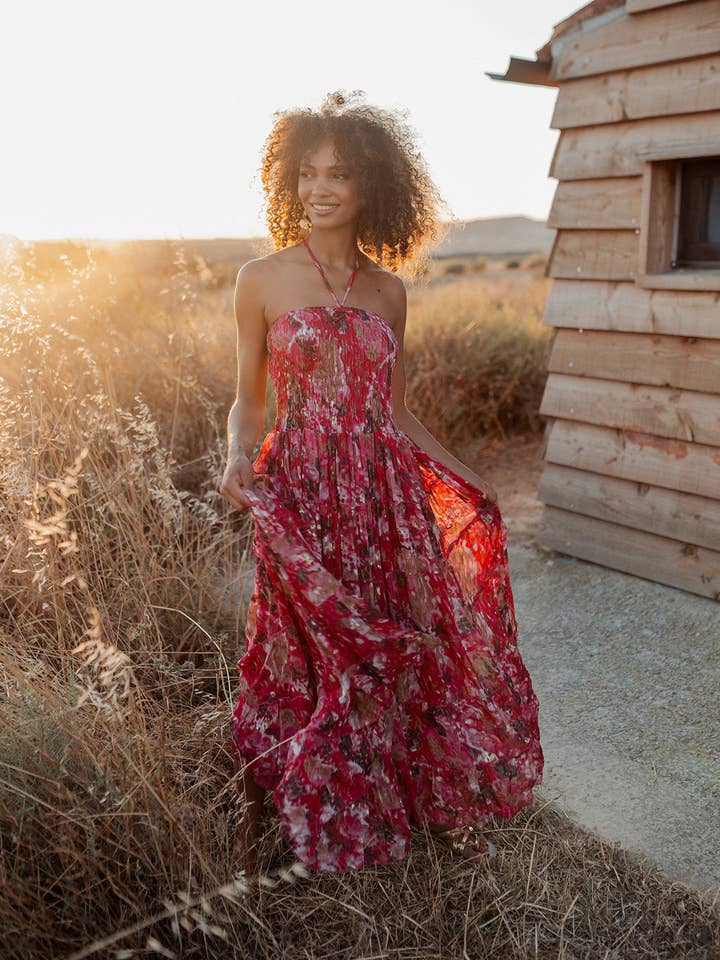 KENIA RED SMOCKING DRESS para venta al por mayor de Piti Cuiti