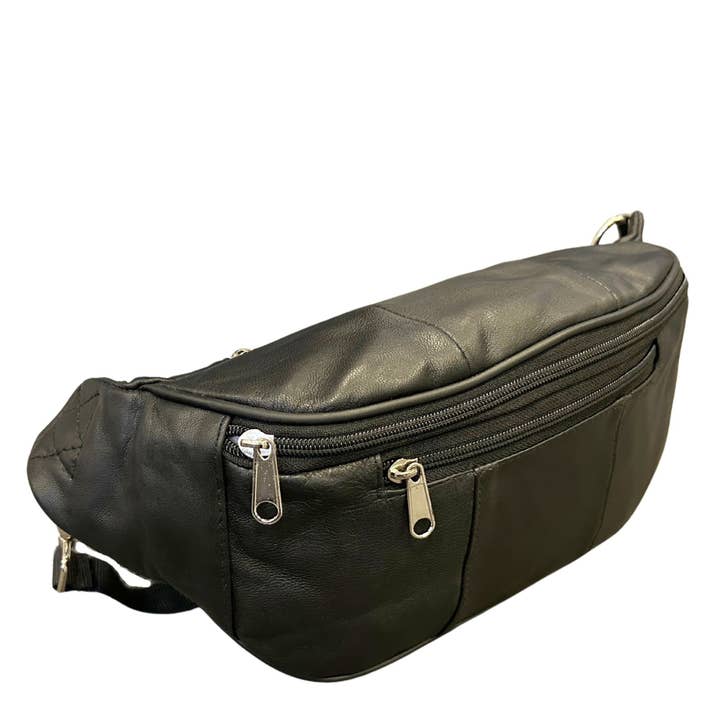 Black BB079 ~ Sheepskin bum bag for wholesale on Faire1