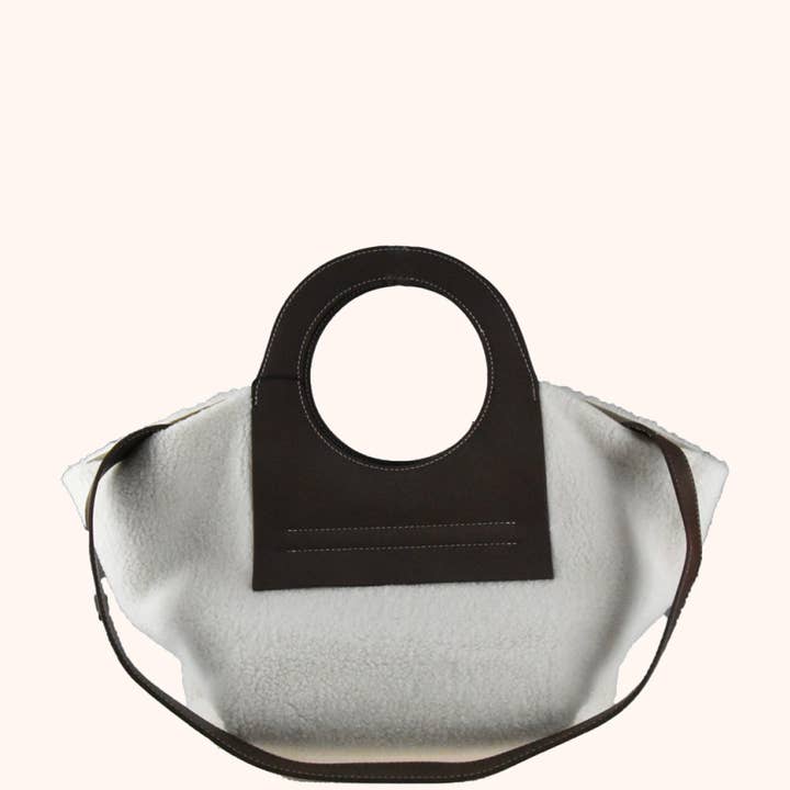 Modesto Bertotto - Wholesale Top Handle Bag - Women's - Teddy bag in leather and eco-fur color white
