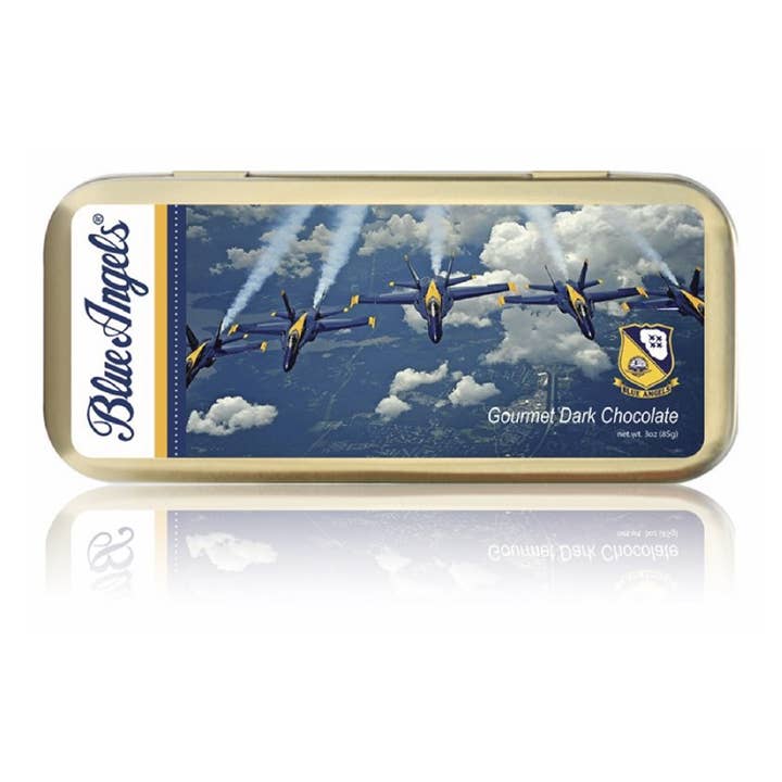 Blue Angels® - 3oz tin - Dark Chocolate for wholesale by The San Francisco Chocolate Factory